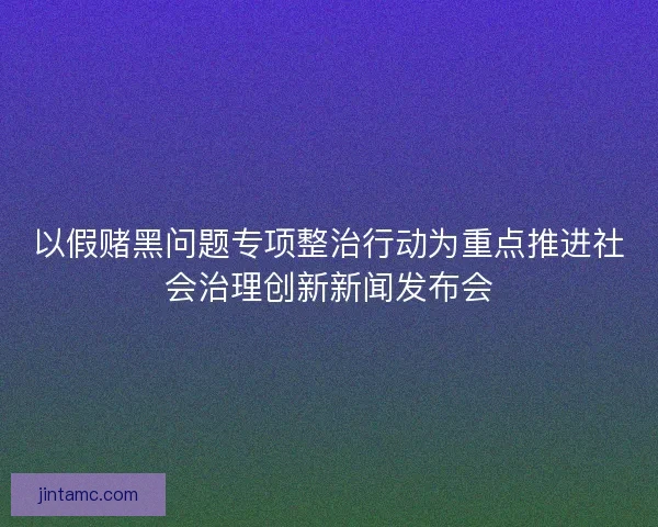以假赌黑问题专项整治行动为重点推进社会治理创新新闻发布会